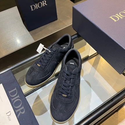 DIOR 26S LOW-TOP SNEAKERS IN BLACK BLUE SUEDE