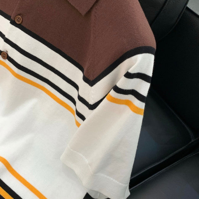 FENDI 26S SHORT-SLEEVE KNIT POLO TOP 430