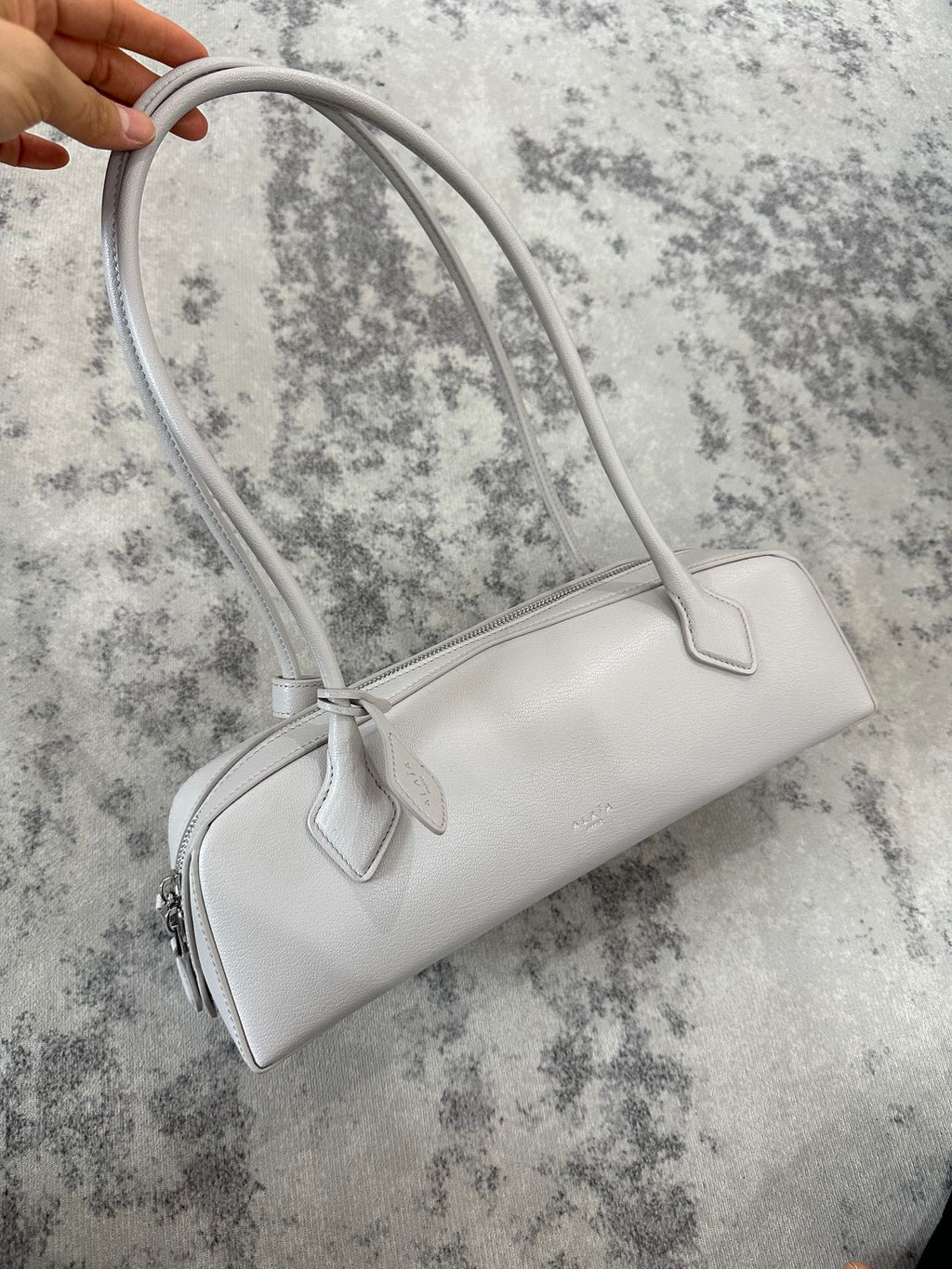 LE TECKEL SMALL BAG 27 IN PLATINUM GOATSKIN