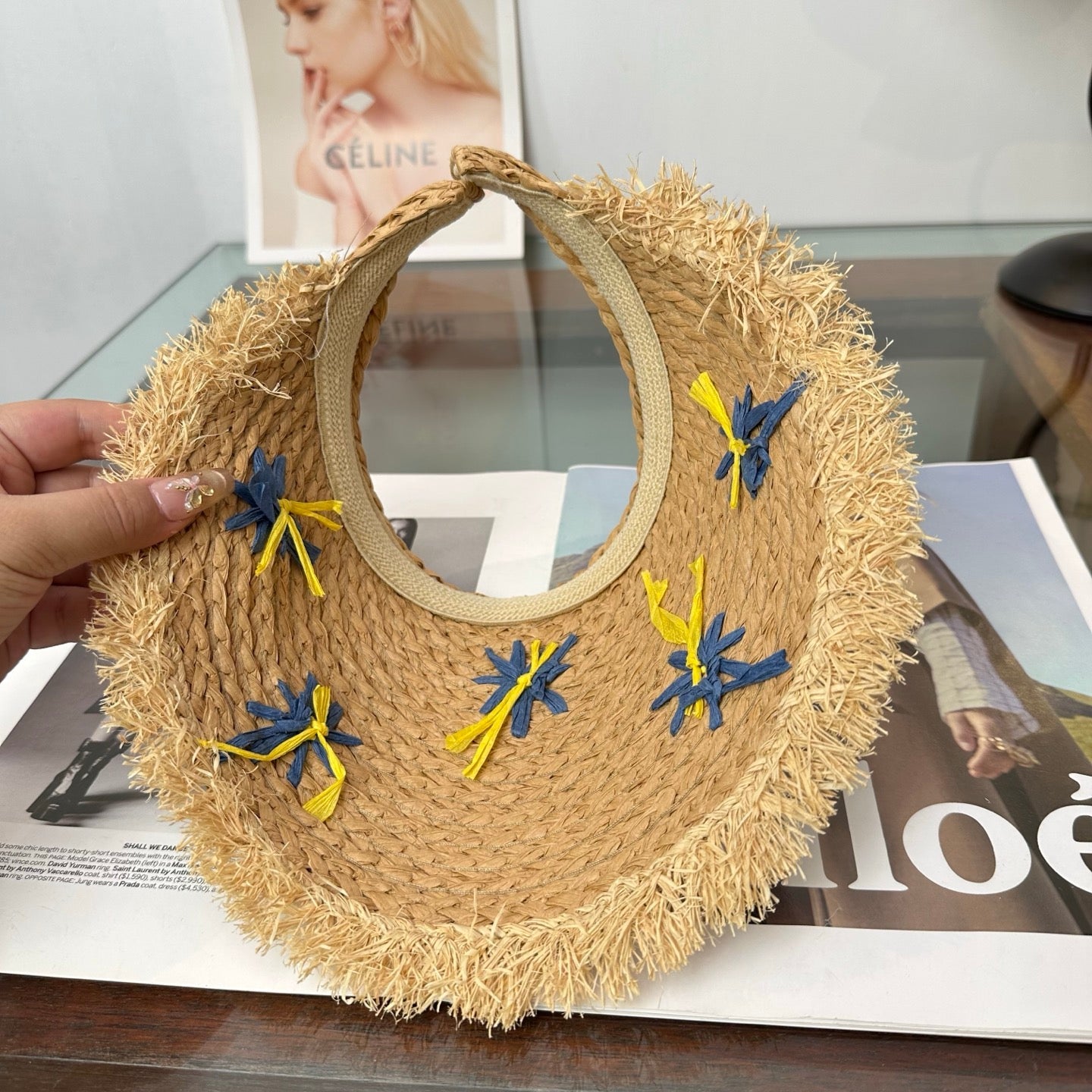 MIUMIU 26S FLORAL RAFFIA HAT 343487