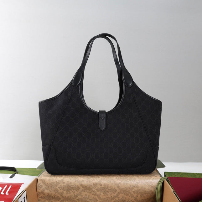GUCCI 26S TOTE BAG 35 IN BLACK CANVAS