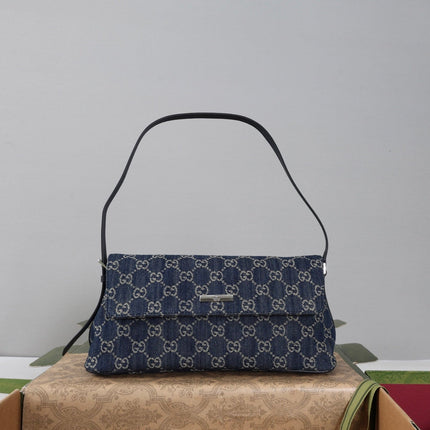 GUCCI 26S SHOULDER BAG 31 IN DARK BLUE DENIM