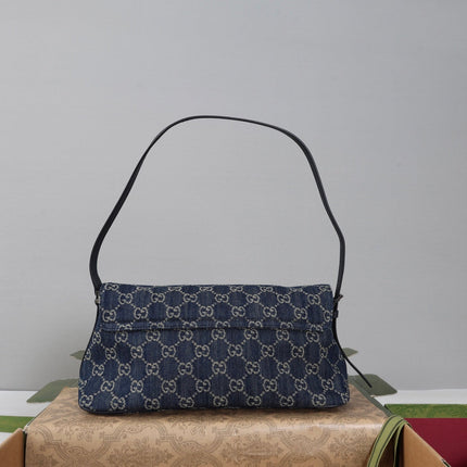 GUCCI 26S SHOULDER BAG 31 IN DARK BLUE DENIM