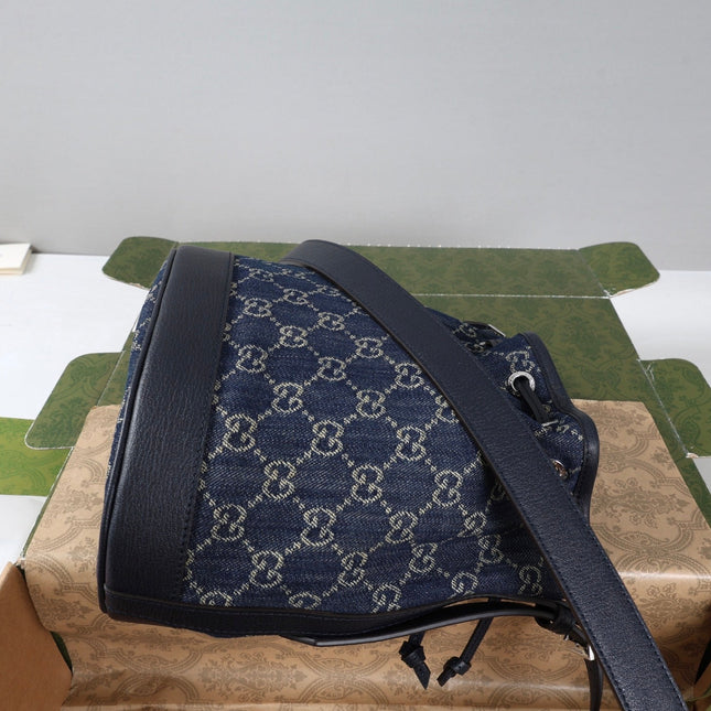GUCCI 26S BUCKET BAG 21 IN BLUE DENIM