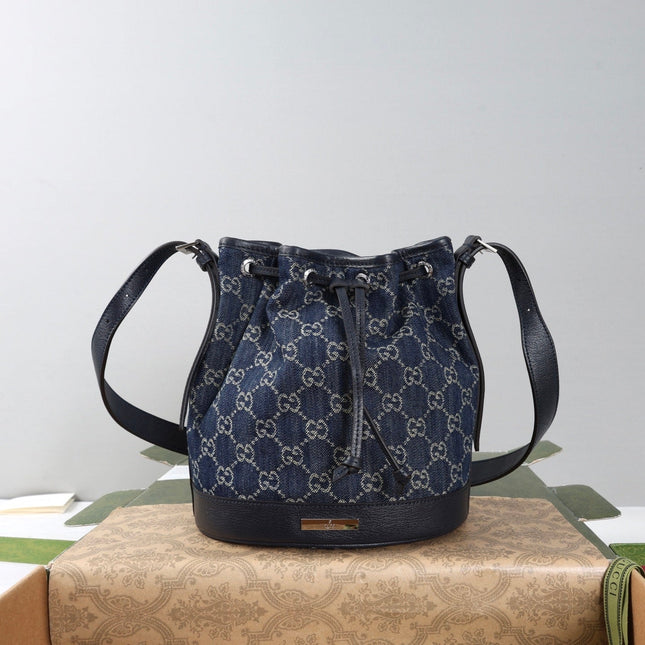 GUCCI 26S BUCKET BAG 21 IN BLUE DENIM