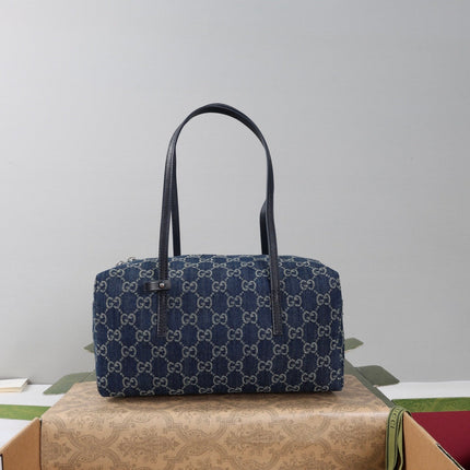 GUCCI 26S BOSTON BAG 29 IN DARK BLUE DENIM