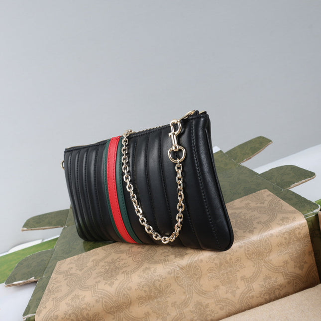 GUCCI 26S MINI SHOULDER BAG 26 IN BLACK CALFSKIN CHAIN STRAP GOLD