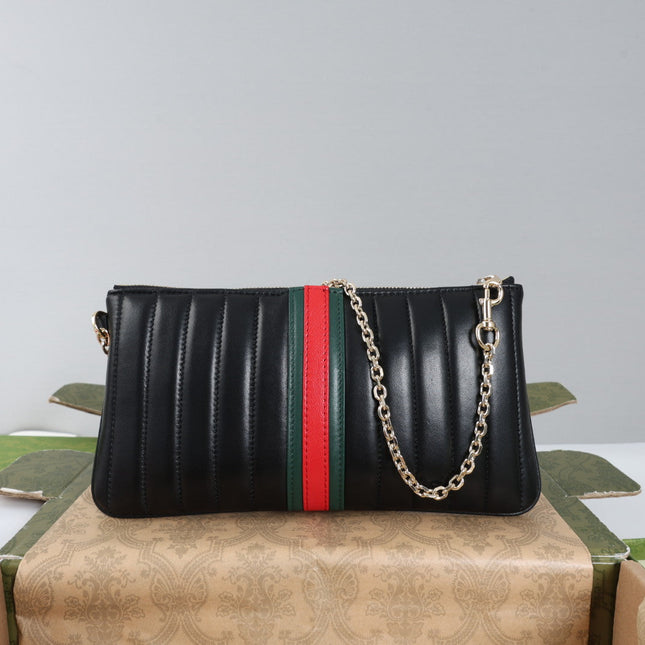 GUCCI 26S MINI SHOULDER BAG 26 IN BLACK CALFSKIN CHAIN STRAP GOLD