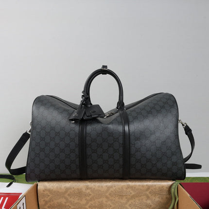 GUCCI 26S DUFFLE BAG 45 IN BLACK CANVAS
