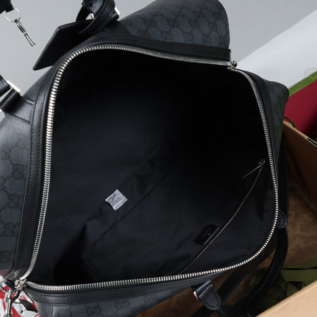 GUCCI 26S DUFFLE BAG 45 IN BLACK CANVAS