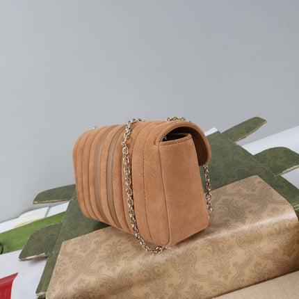 GUCCI 26S SHOULDER BAG 20 IN LIGHT BROWN SUEDE