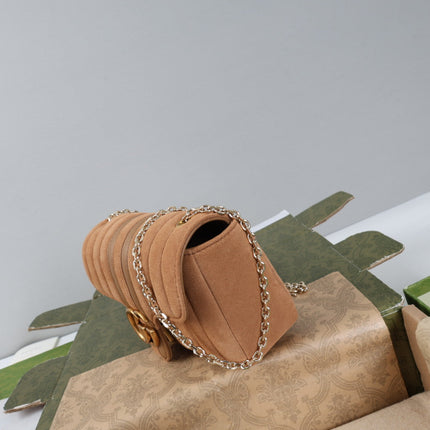 GUCCI 26S SHOULDER BAG 20 IN LIGHT BROWN SUEDE