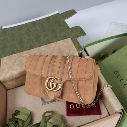 GUCCI 26S SHOULDER BAG 20 IN LIGHT BROWN SUEDE