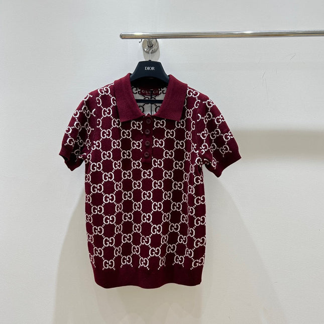 GUCCI SHORT-SLEEVE KNIT POLO STYLE 42