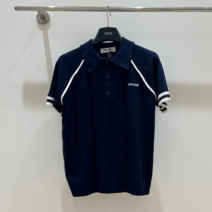 MIUMIU 26S SHORT-SLEEVE KNIT POLO SHIRT 1272