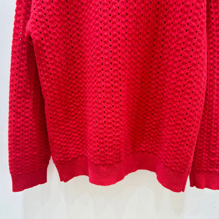 MIUMIU 26S V-NECK OPENWORK KNIT SWEATER 1429