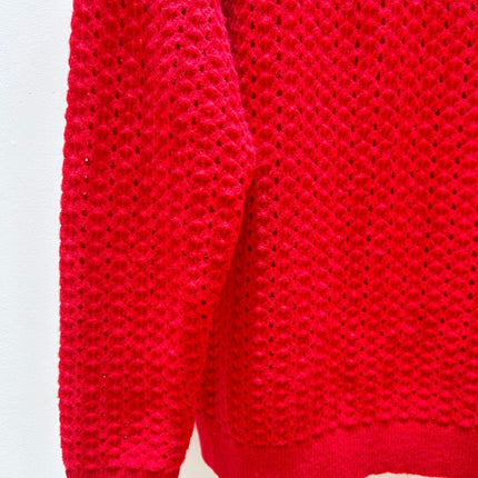 MIUMIU 26S V-NECK OPENWORK KNIT SWEATER 1429