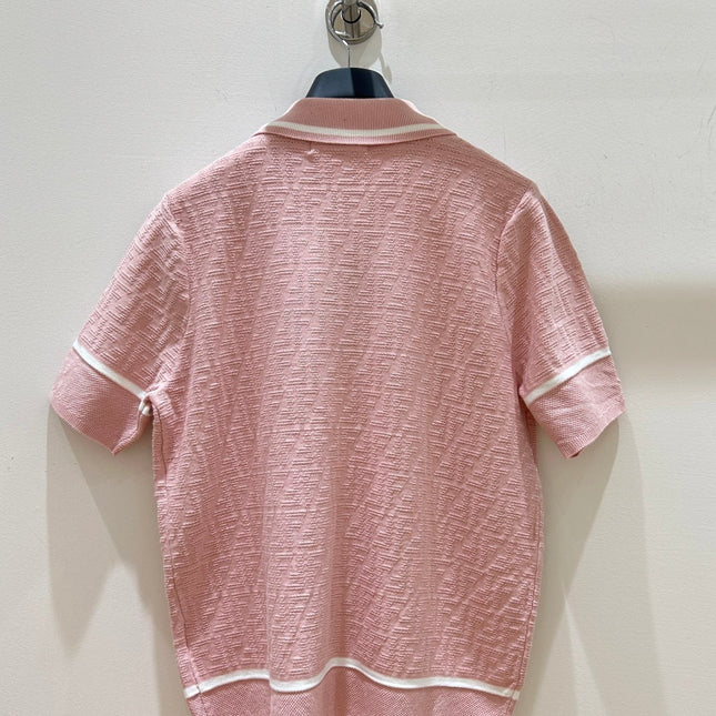 FENDI 26S SHORT-SLEEVE KNIT POLO TOP 367
