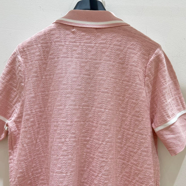 FENDI 26S SHORT-SLEEVE KNIT POLO TOP 367