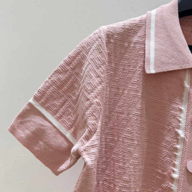 FENDI 26S SHORT-SLEEVE KNIT POLO TOP 367