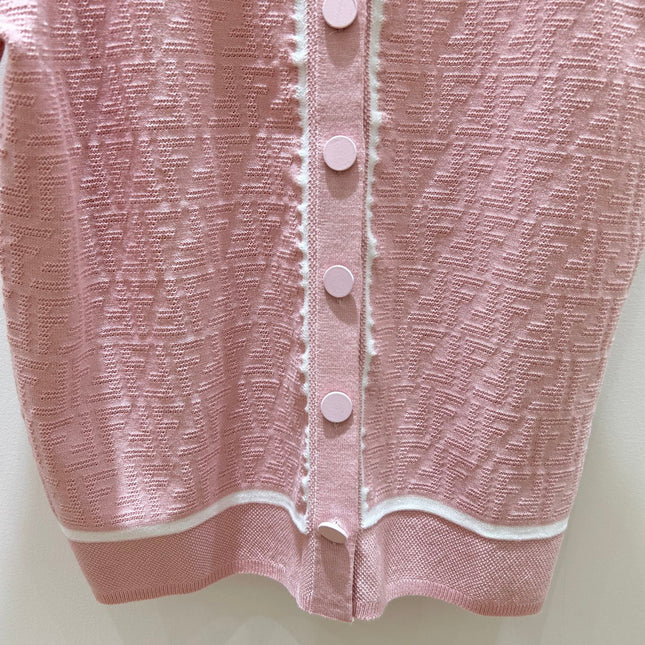 FENDI 26S SHORT-SLEEVE KNIT POLO TOP 367