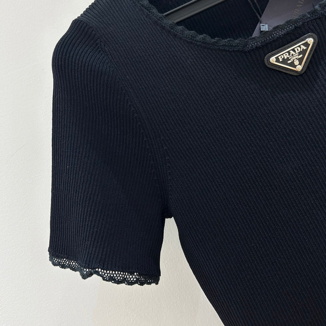PRADA 26S SHORT-SLEEVE KNIT TOP 973