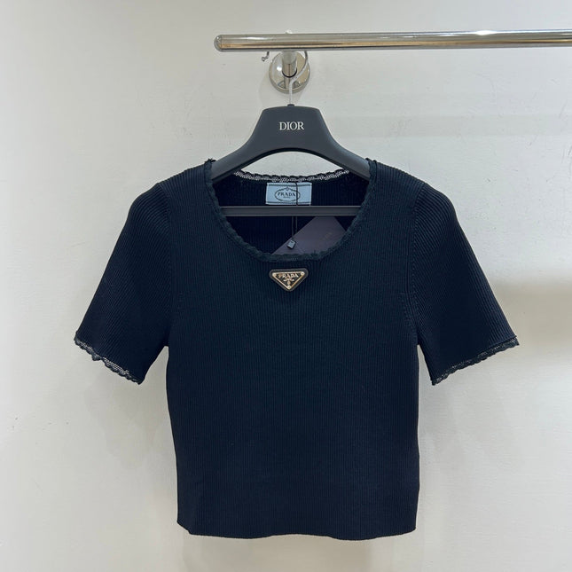 PRADA 26S SHORT-SLEEVE KNIT TOP 973