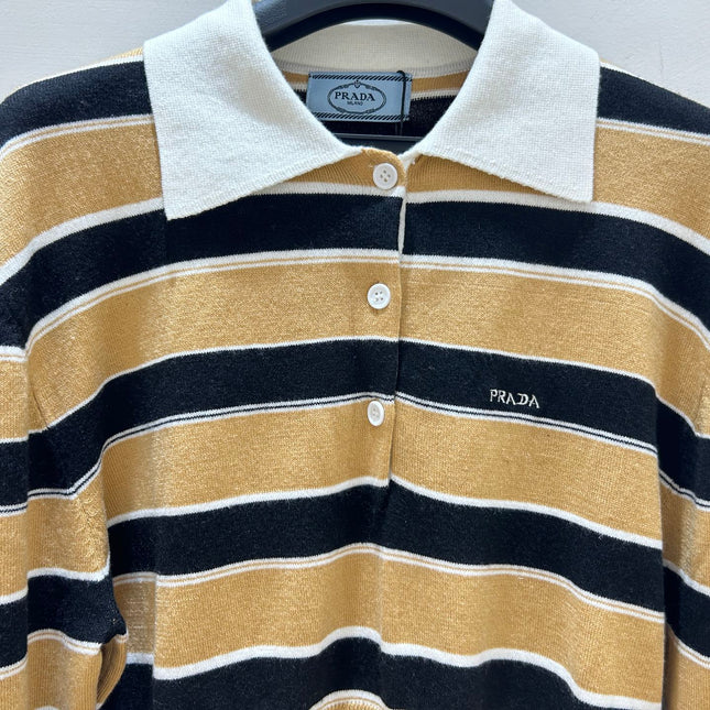 PRADA 26S CROPPED KNIT POLO SHIRT STYLE 934