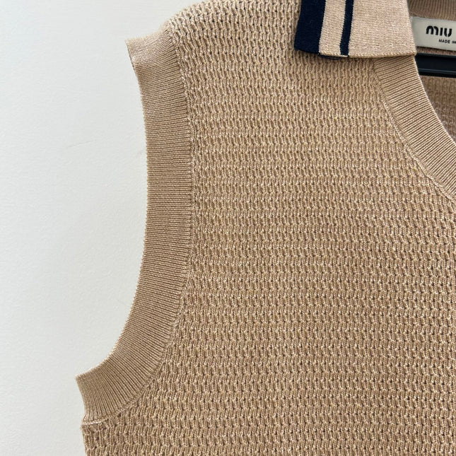 MIUMIU 26S SLEEVELESS KNIT POLO TOP 1415
