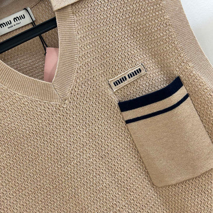 MIUMIU 26S SLEEVELESS KNIT POLO TOP 1415
