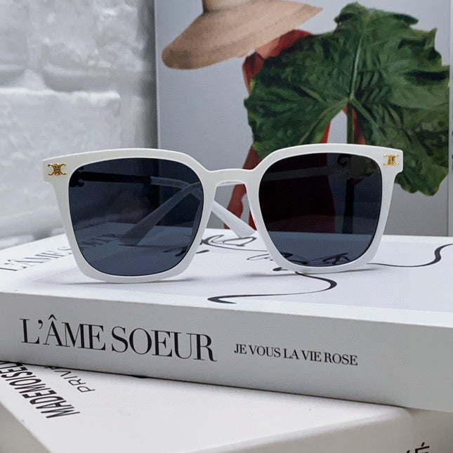 TRIOMPHE SUNGLASS 497817 IN WHITE METAL BLACK LENSES