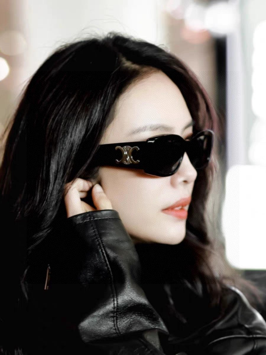 TRIOMPHE SUNGLASSES 548601 IN BLACK ACETATE SILVER LOGO