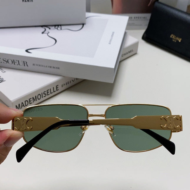TRIOMPHE SUNGLASS 512997 IN GOLD METAL BLUE LENSES