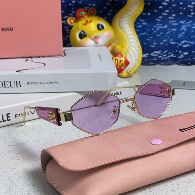 LOGO SUNGLASSES 560863 IN PURPLE CLEAR ACETATE GOLD METAL
