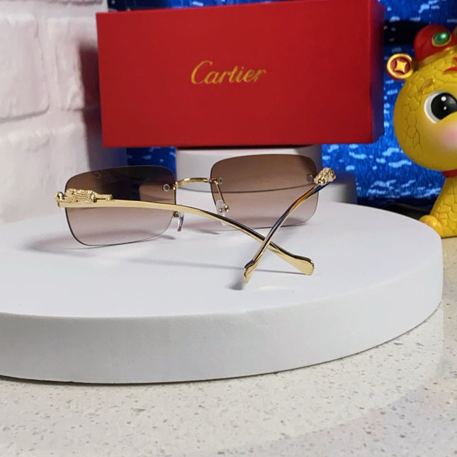 PANTHÈRE RIMLESS RECTANGULAR FRAME SUNGLASSES 531822 IN METAL