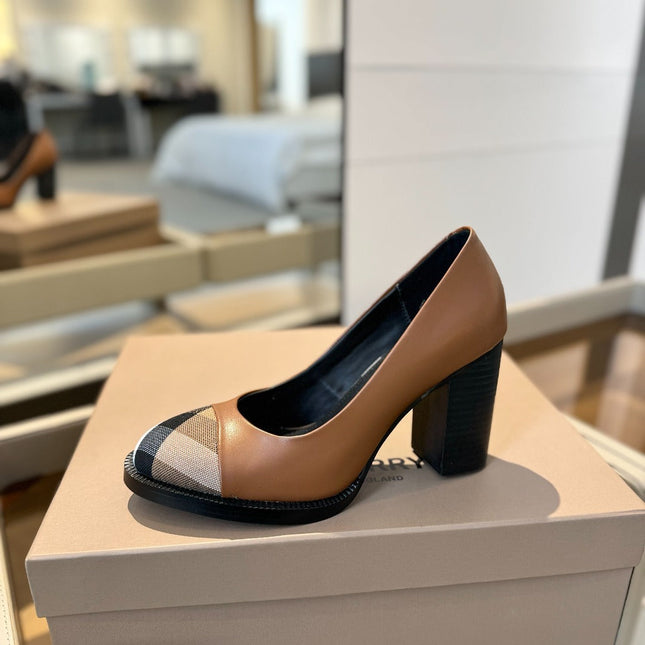 BURBERRY 26S HIGH HEELS 95 MM IN BROWN CALFSKIN