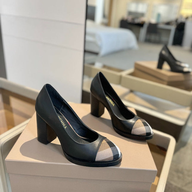 BURBERRY 26S HIGH HEELS 95 MM IN BLACK CALFSKIN