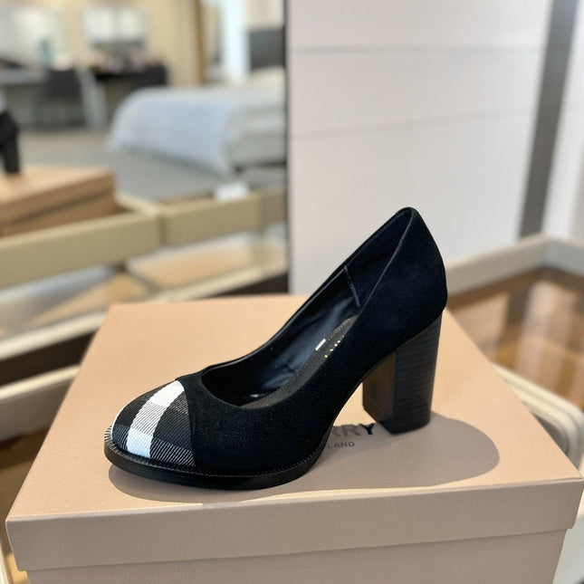 BURBERRY 26S HIGH HEELS 95 MM IN BLACK SUEDE