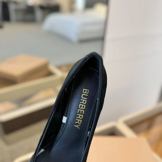 BURBERRY 26S HIGH HEELS 95 MM IN BLACK SUEDE