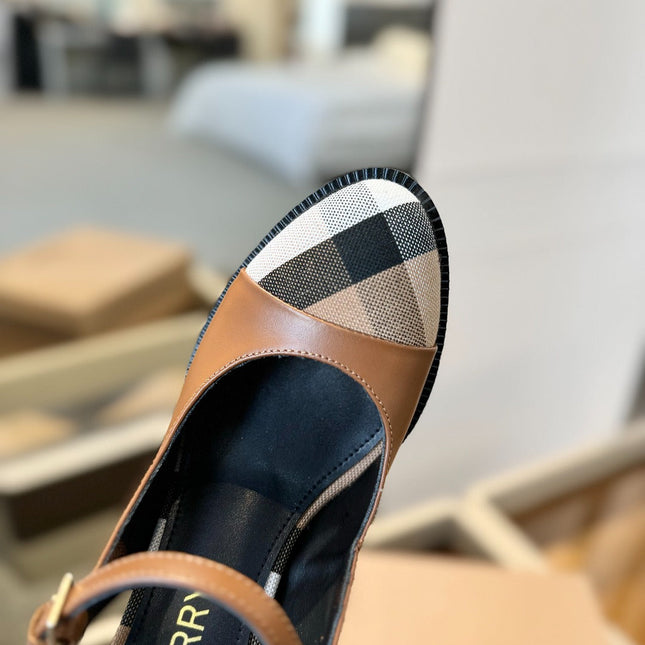 BURBERRY 26S SLINGBACK HEELS 95MM IN BROWN CALFSKIN