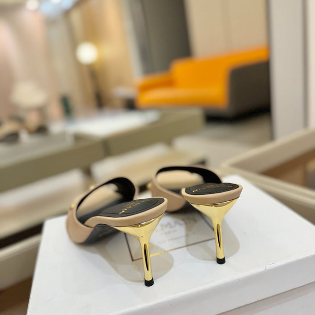 BALMAIN 26S HEELED SANDALS 70 MM IN BEIGE CALFSKIN