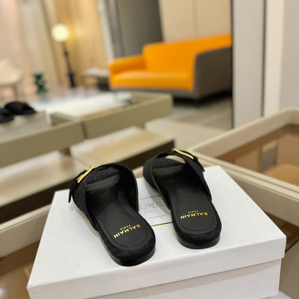 BALMAIN 26S SANDALS IN BLACK CANVAS