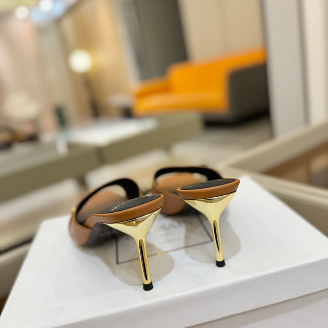 BALMAIN 26S HEELED SANDALS 70 MM IN BROWN CALFSKIN