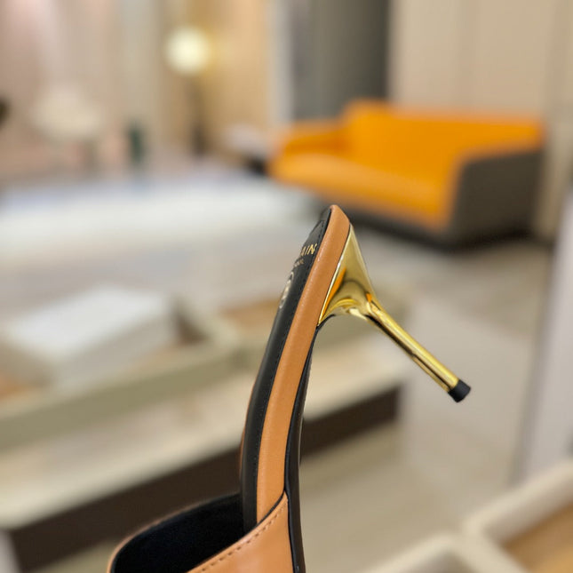 BALMAIN 26S HEELED SANDALS 70 MM IN BROWN CALFSKIN