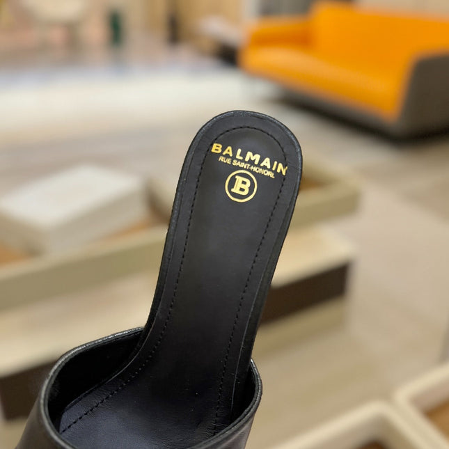 BALMAIN 26S HEELED SANDALS 70 MM IN BLACK CALFSKIN