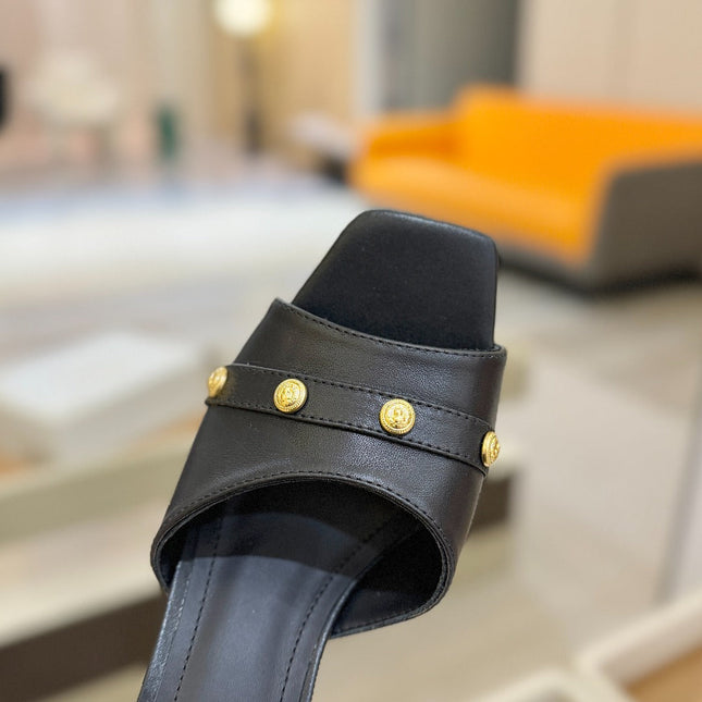 BALMAIN 26S HEELED SANDALS 70 MM IN BLACK CALFSKIN