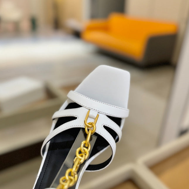 BALMAIN 26S HEELED SANDALS 105 MM IN WHITE LAMBSKIN