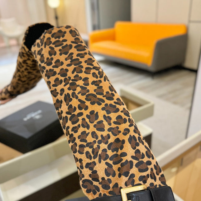 BALMAIN 26S KNEE-HIGH BOOTS 100 MM IN LEOPARD PRINT PONY HAIR