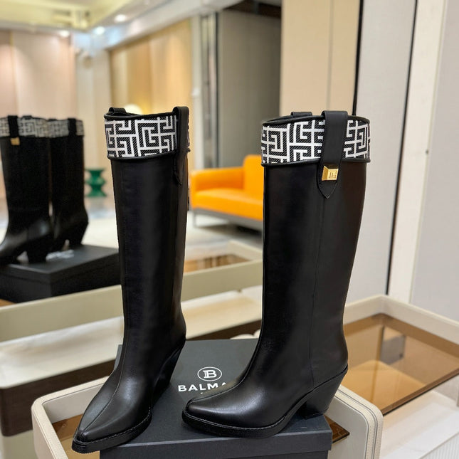 BALMAIN 26S HIGH BOOTS 65 MM IN BLACK CALFSKIN
