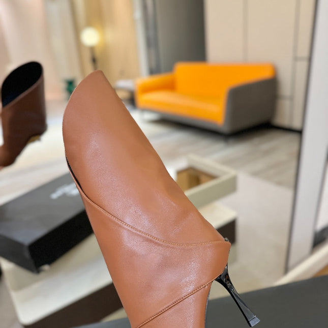 BALMAIN 26S BOOT 95 MM IN BROWN CALFSKIN